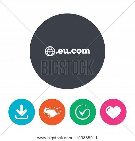 Domain EU.COM sign icon. Internet subdomain