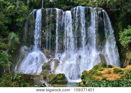 El Nicho Waterfall In Scambray Mountains. Cienfuegos Province, Cuba.