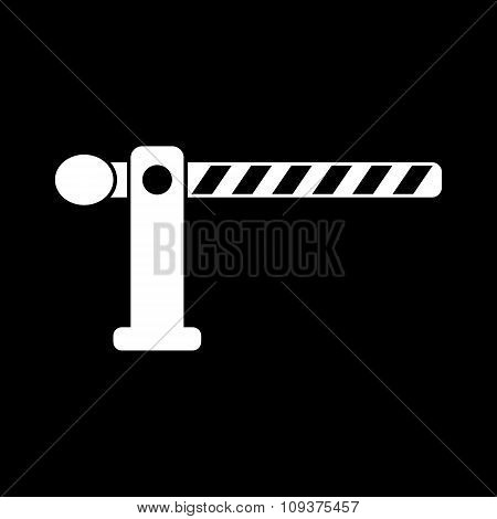 The barrier icon. Roadblock and borderline, stop, railroad crossing symbol. Flat