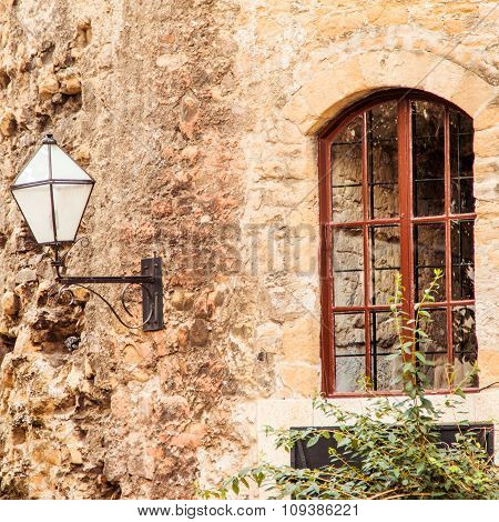Old stone walls on Kaptol, in the center of Zagreb, Croatia