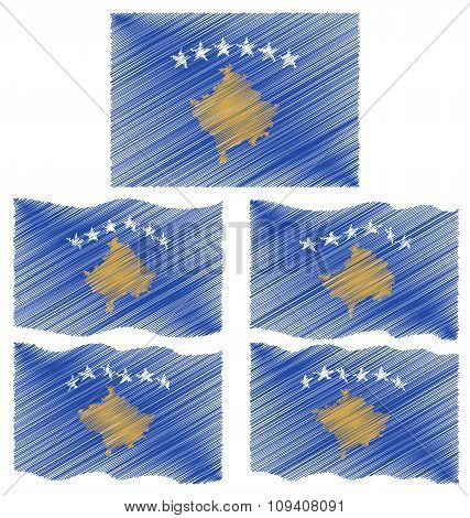 Flat And Waving Flag Of Kosovo