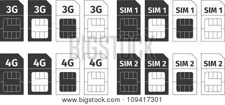 Simcard icons set