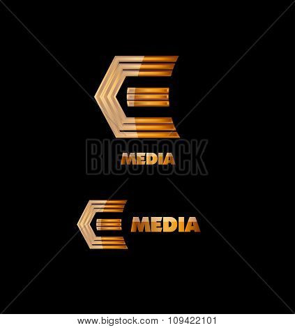 Letter E Gold Logo Icon