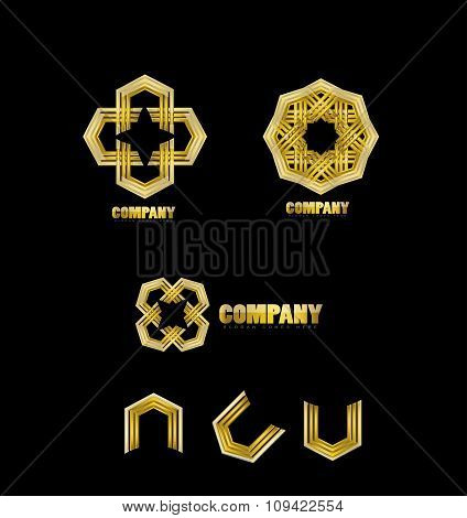 Abstract Company Gold Logo Icon