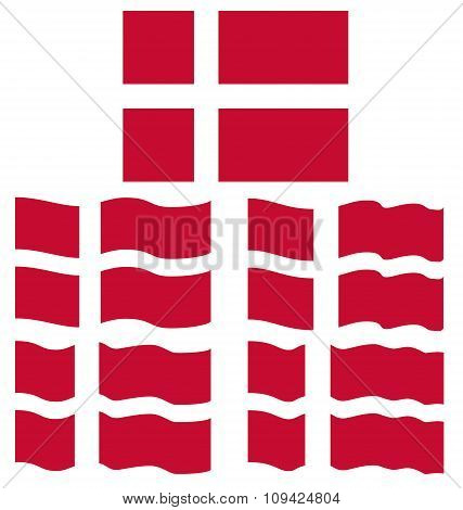 Flat And Waving Flag Of Denmark