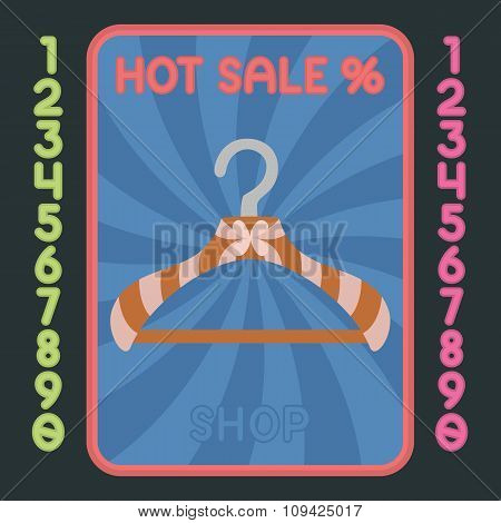Hanger Flat Design Icon. Vector Hot Sale Label.