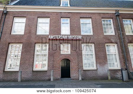 Amsterdam Museum facade in Amsterdam the Netherlands.