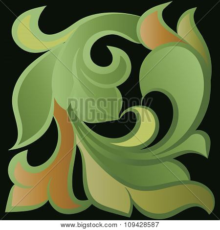 floral pattern, leaves, grass