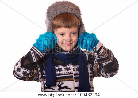 Portrait Of The Boy In Warm Clothing.
