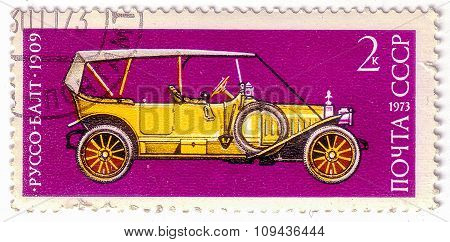 Ussr - Circa 1973: A Stamp Printed In Ussr Shows Russo-balt, 1909, Series Of Images 