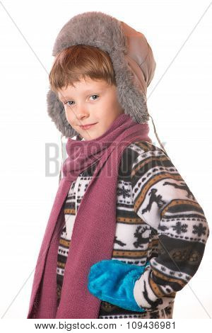 Portrait Of The Boy In Warm Clothing.