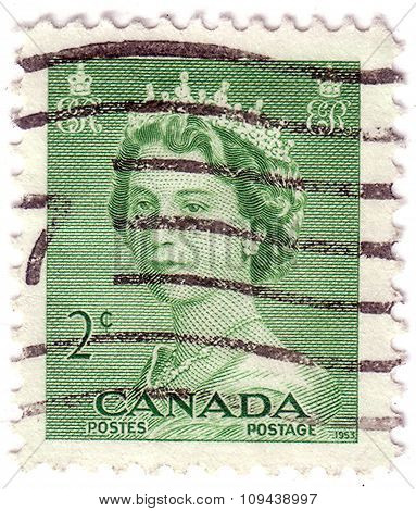 Canada - Circa 1953: Stamp Printed By Canada, Shows Elizabeth Ii, Circa 1953