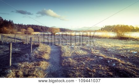 sunset at the Osterseen in Bavaria Germany