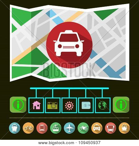 Taxi Car Gps Navigation Map
