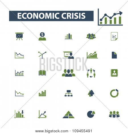 economic crisis, market analytics  icons, signs vector concept set for infographics, mobile, website, application

