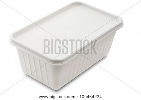 a white plastic food container isolated on white