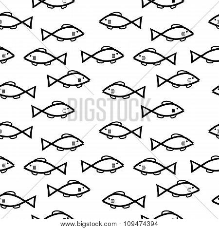Fish Seamless Pattern On White.