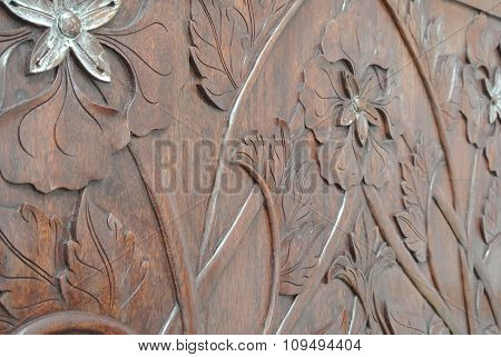 Malaysian Wood carving with floral motif