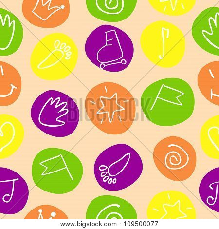seamless pattern with drawings on the circles