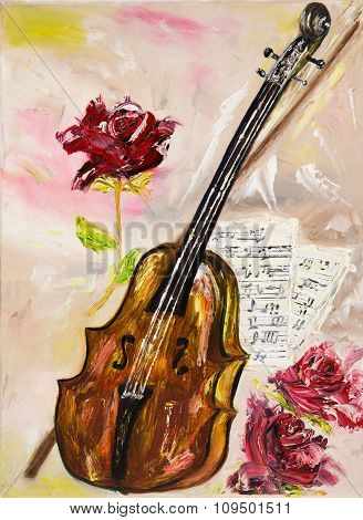 Violin And Roses