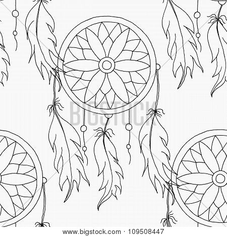 hand to draw a seamless pattern Dreamcatcher