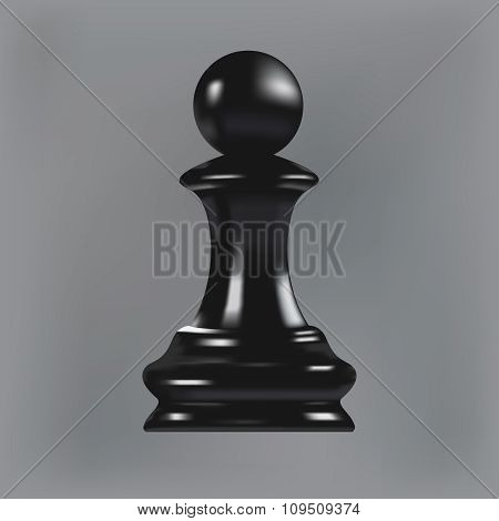 Realistic black chess pawn