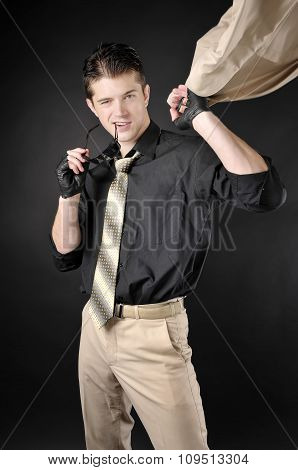 Gallant Man Wearing A White Classic Suit - Isolated On White Background.