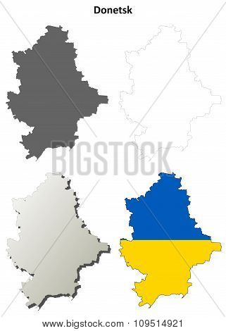 Donetsk blank outline map set - Ukrainian version
