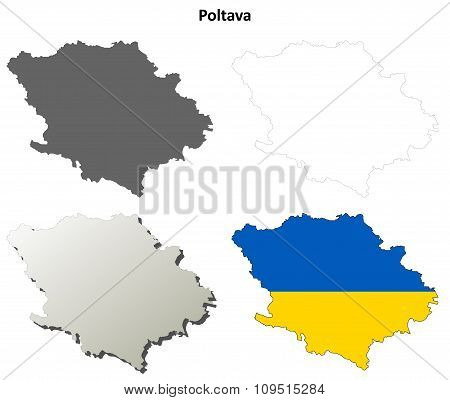 Poltava blank outline map set