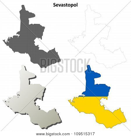 Sevastopol blank outline map set - Ukrainian version
