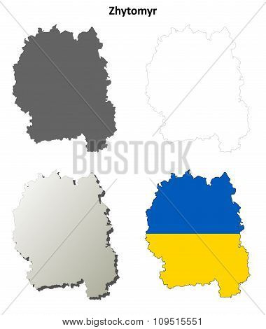 Zhytomyr blank outline map set