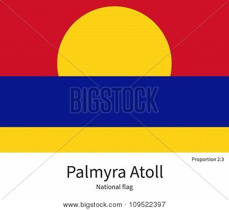 National flag of Palmyra Atoll with correct proportions, element, colors