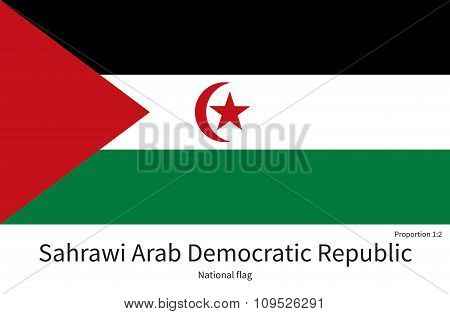 National flag of Sahrawi Arab Democratic Republic with correct proportions, element, colors