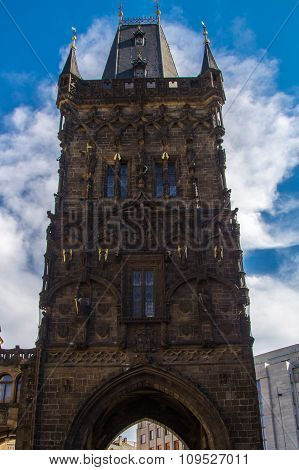 The Gothic Powder Tower In The Old Town  Prague