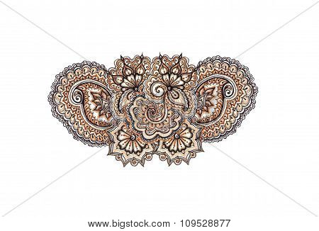Marker painted decorative ornament. Indian eastern lacework