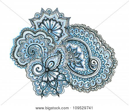 Indian ethnic illustration. Hand painted ornament