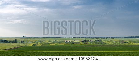 Panorama of field and village