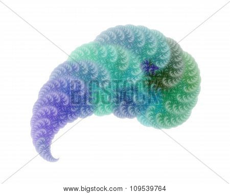 Abstract Fractal Object With Waves Or Feather Texture, Isolated On White Background