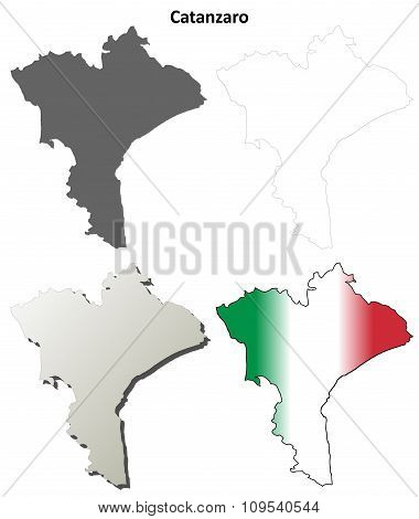 Catanzaro blank detailed outline map set