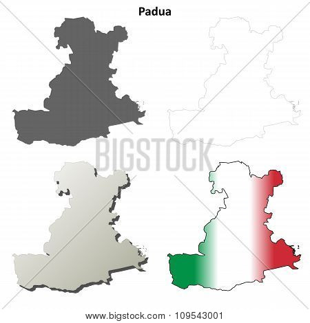 Padua blank detailed outline map set
