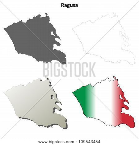 Ragusa blank detailed outline map set