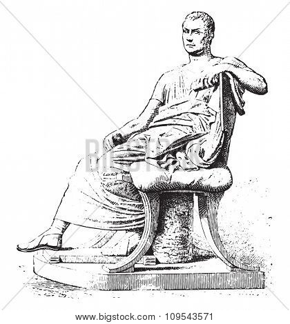 Menander, vintage engraved illustration. Private life of Ancient-Antique family-1881.