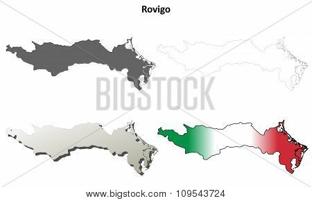Rovigo blank detailed outline map set