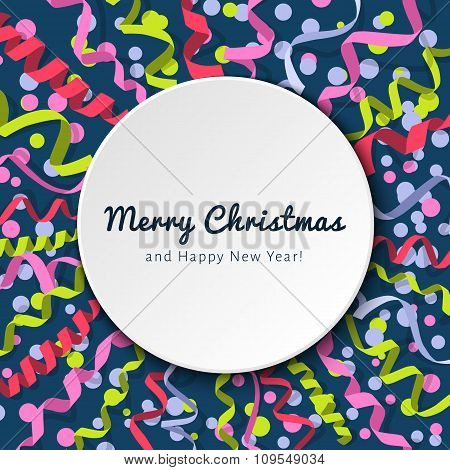 vector holiday template with streamers and confetti