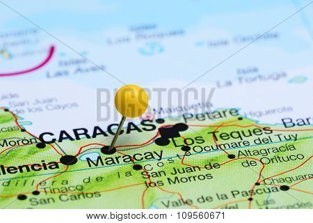 Maracay pinned on a map of America