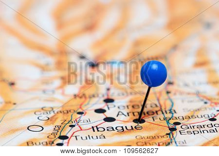 Ibague pinned on a map of America