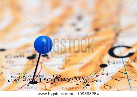 Popayan pinned on a map of America