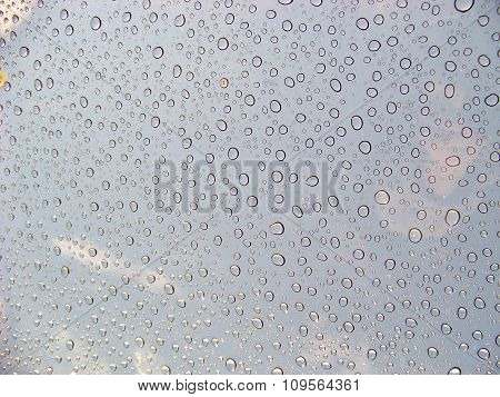 Water Drops On Glass Sunroof
