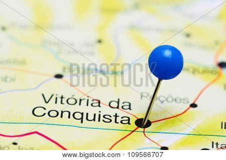 Vitoria da Conquista pinned on a map of Brazil