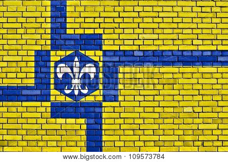 Flag Of Lelystad Painted On Brick Wall